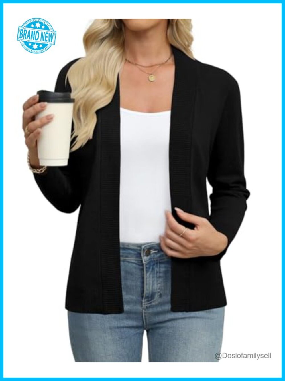 Womens Lightweight Open Front Cardigan Long Sleeve Knit Sweater